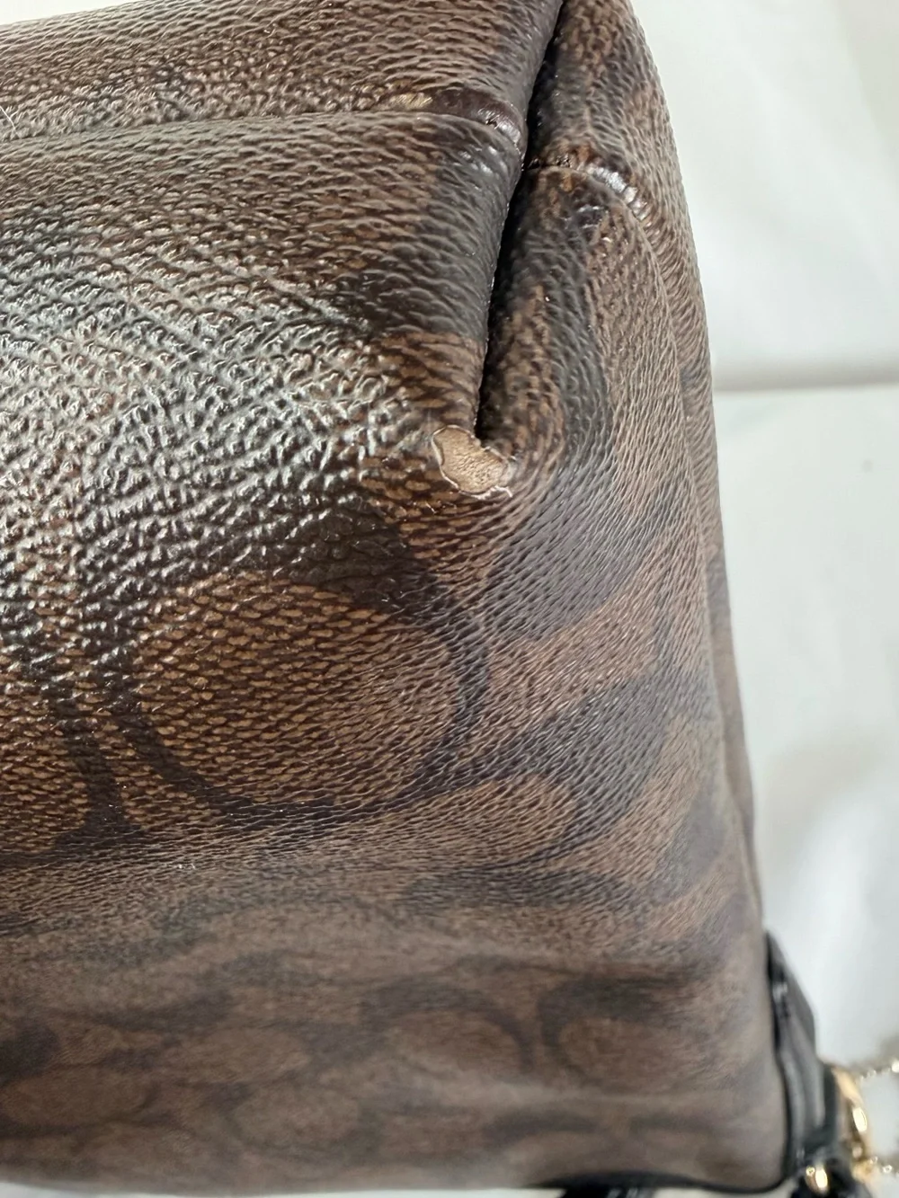 Coach File Crossbody F58297 Signature Canvas Brown Black leather